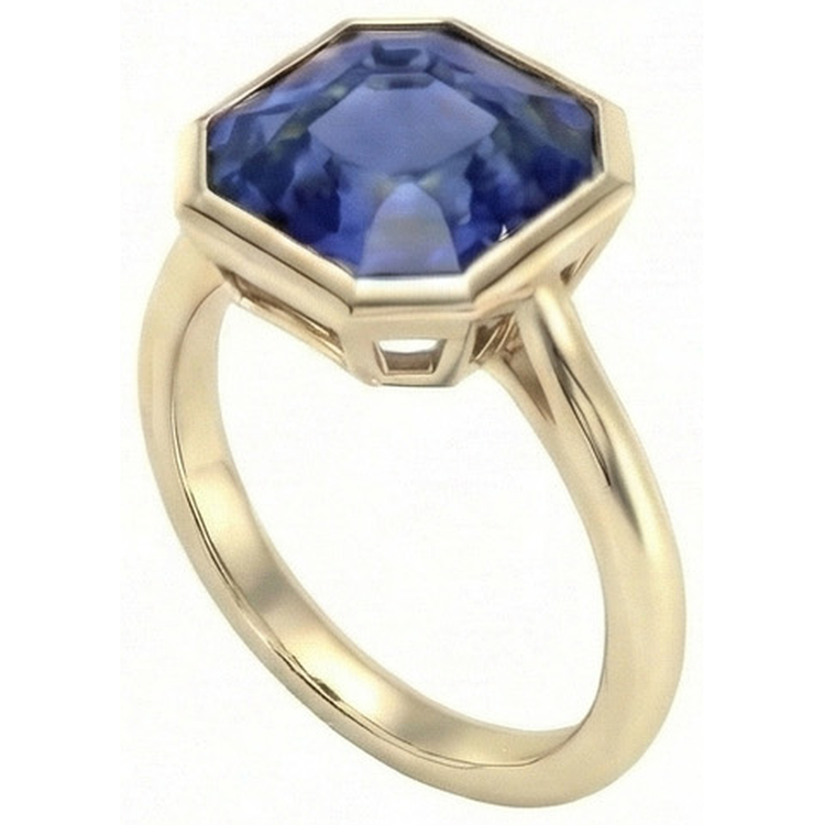 Bague Solitaire Or Jaune Saphir Ceylan Serti 5 Carats
