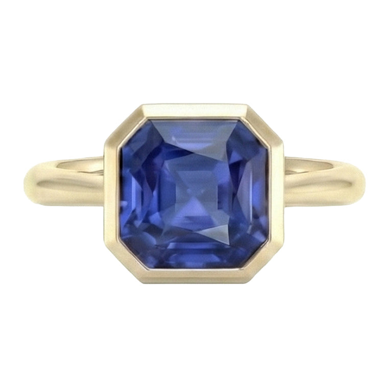Bague Solitaire Or Jaune Saphir Ceylan Serti 5 Carats