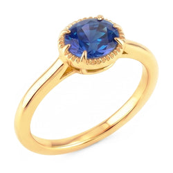 Bague Solitaire Or Jaune Sertie Griffe Saphir Bleu 1.50 Carats