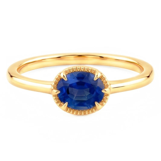 Bague Solitaire Or Jaune Sertie Griffe Saphir Bleu 1.50 Carats