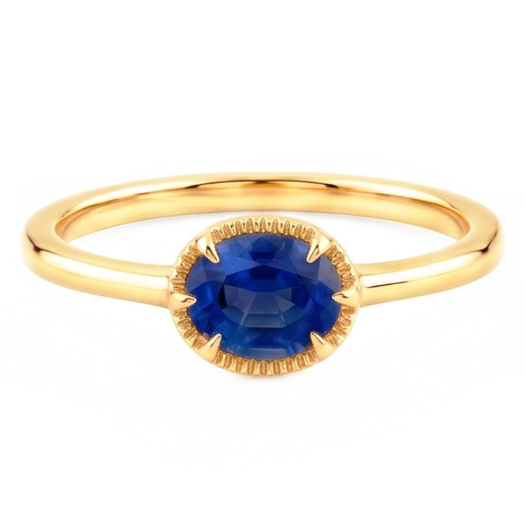 Bague Solitaire Or Jaune Sertie Griffe Saphir Bleu 1.50 Carats