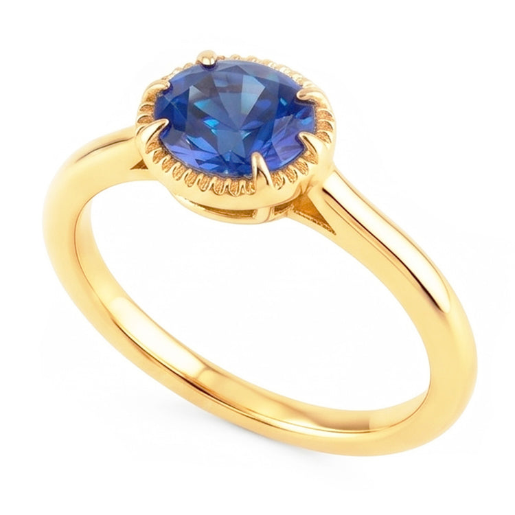 Bague Solitaire Or Jaune Sertie Griffe Saphir Bleu 1.50 Carats