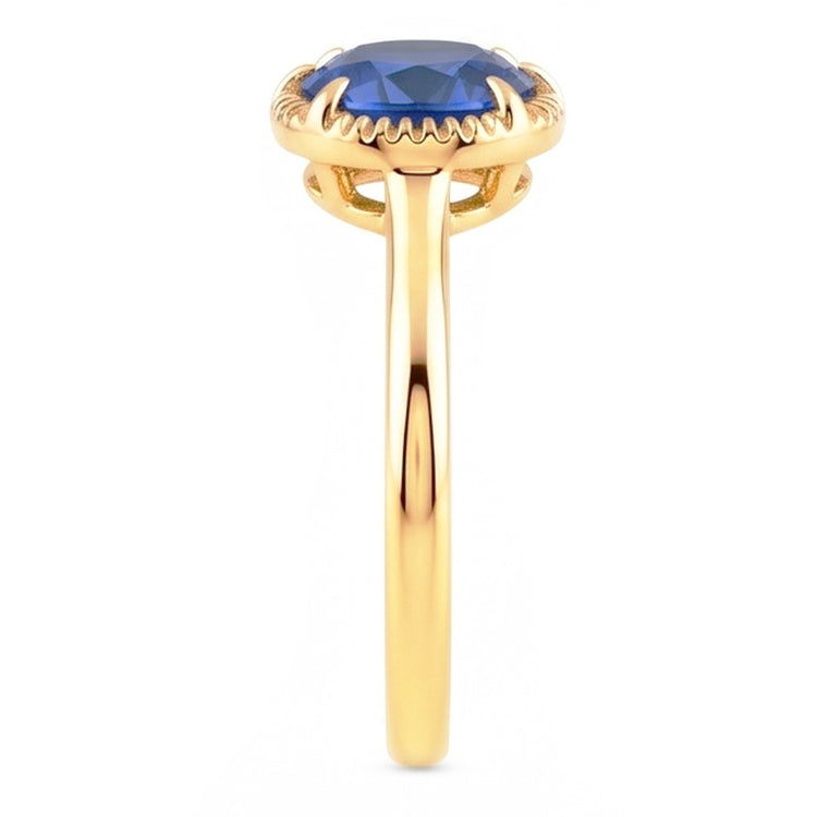 Bague Solitaire Or Jaune Sertie Griffe Saphir Bleu 1.50 Carats