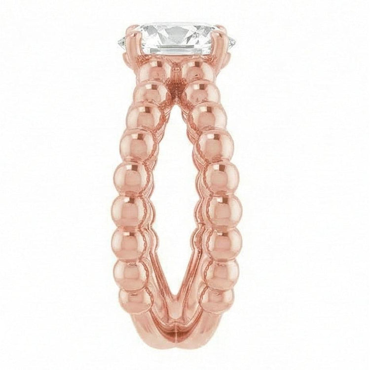 Bague Solitaire Or Naturel Diamant Taille Vieille Mine Perlée Style 3 Carats