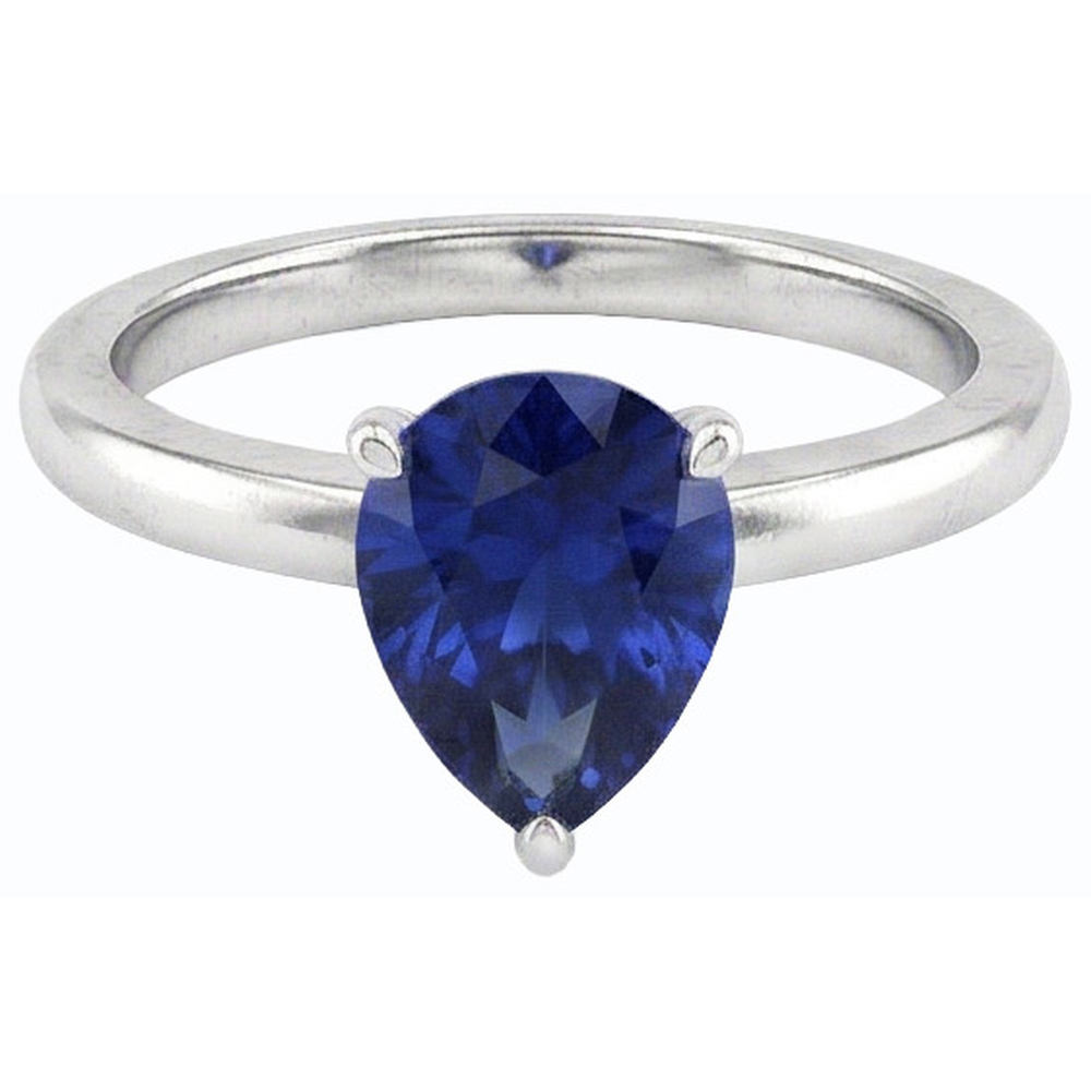 naturel pear saphir 1.50carats bague vue de dessus