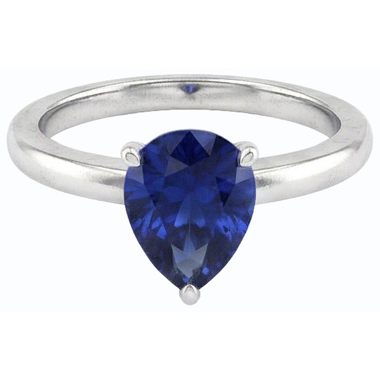 naturel pear saphir 1.50carats bague vue de dessus