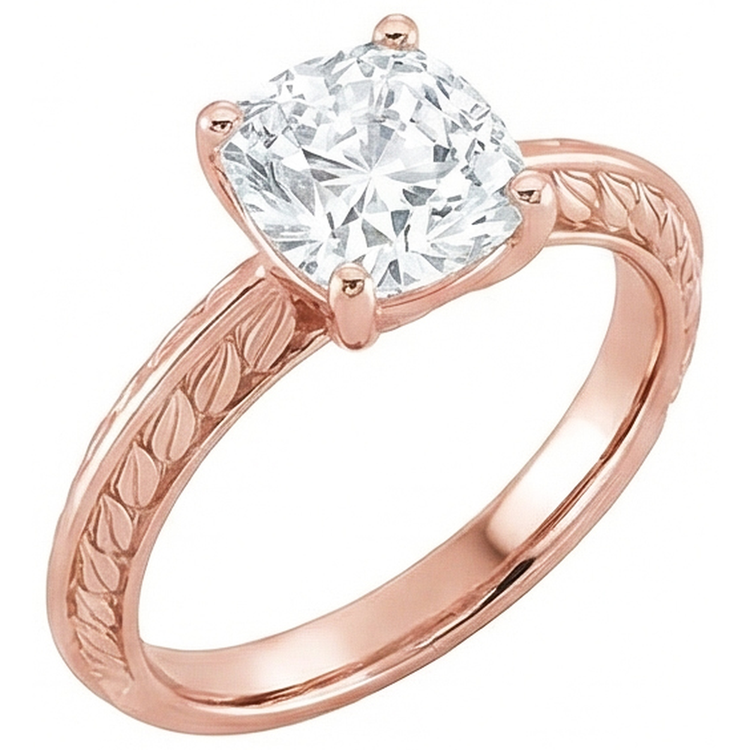 Bague Solitaire Or Réel Diamant Coussin Taille Ancienne 3.75 Carats Bijoux