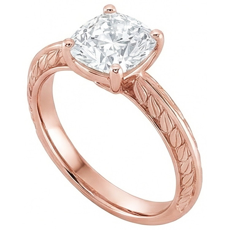 Bague Solitaire Or Réel Diamant Coussin Taille Ancienne 3.75 Carats Bijoux