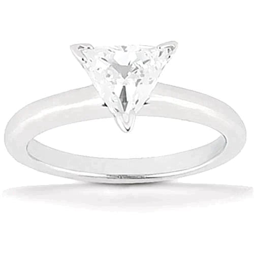 Bague Solitaire Or Réel Diamant Trilliant