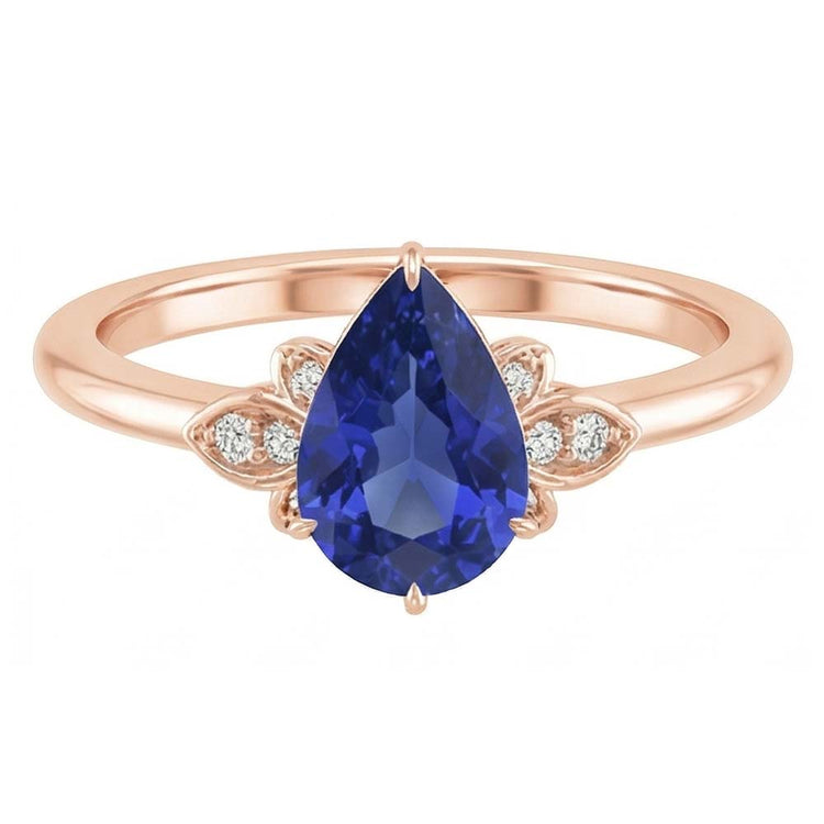 naturel pear diamant 3carats bague vue de face