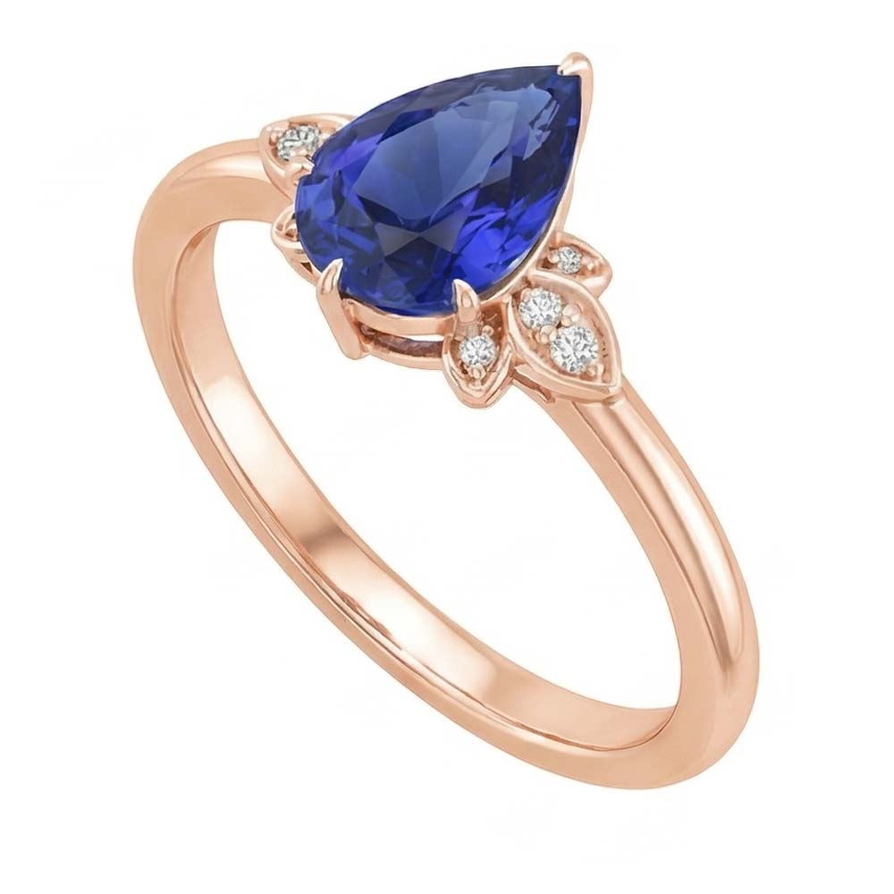 naturel pear diamant 3carats bague vue de dessus