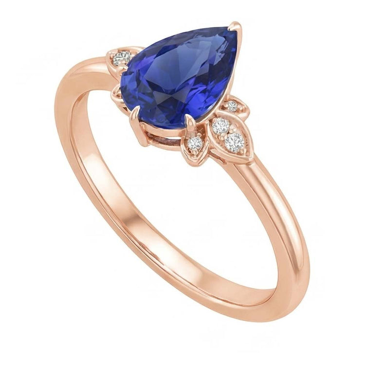 naturel pear diamant 3carats bague vue de dessus