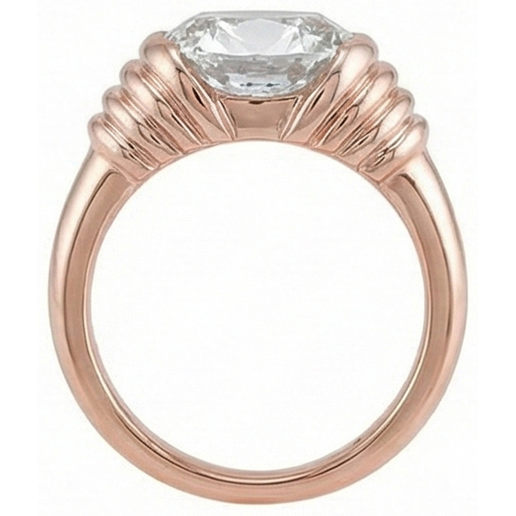 Bague Solitaire Or Rose Coussin Réel Diamant Taille Ancienne Mine 2.25 Carats
