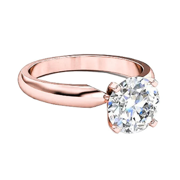 Bague Solitaire Or Rose Réel Diamant 1.01 Carat