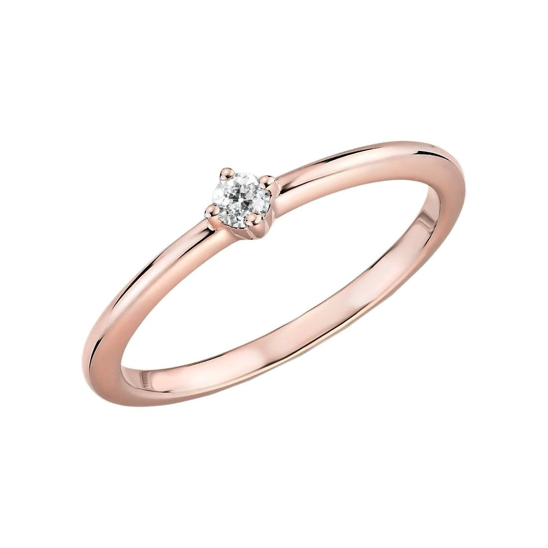 Bague Solitaire Or Rose Taille Ronde Réel Diamant Taille Ancienne 1 Carat