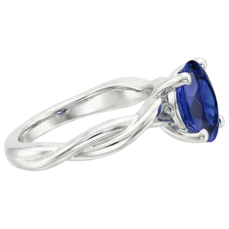 naturel oval diamant 2carats bague vue de dessus