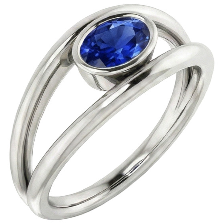 naturel oval saphir 2carats bague détail rapproché