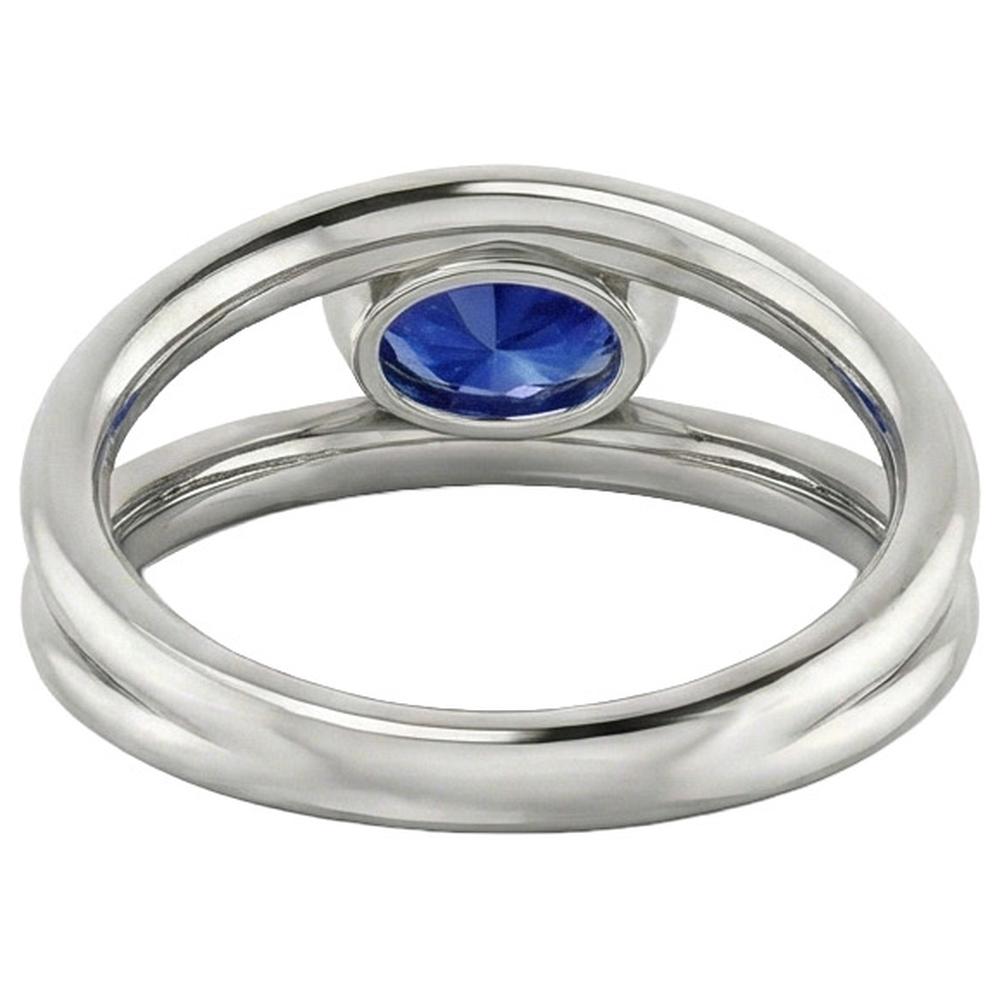 naturel oval saphir 2carats bague sur blanc
