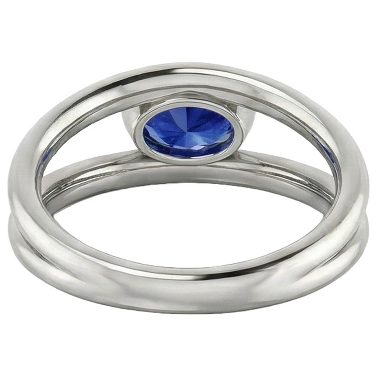 naturel oval saphir 2carats bague sur blanc