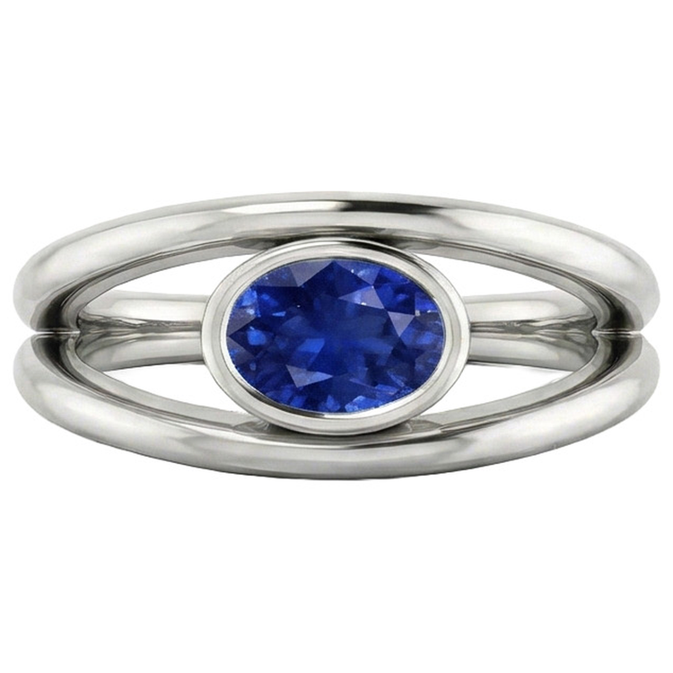 naturel oval saphir 2carats bague angle de côté