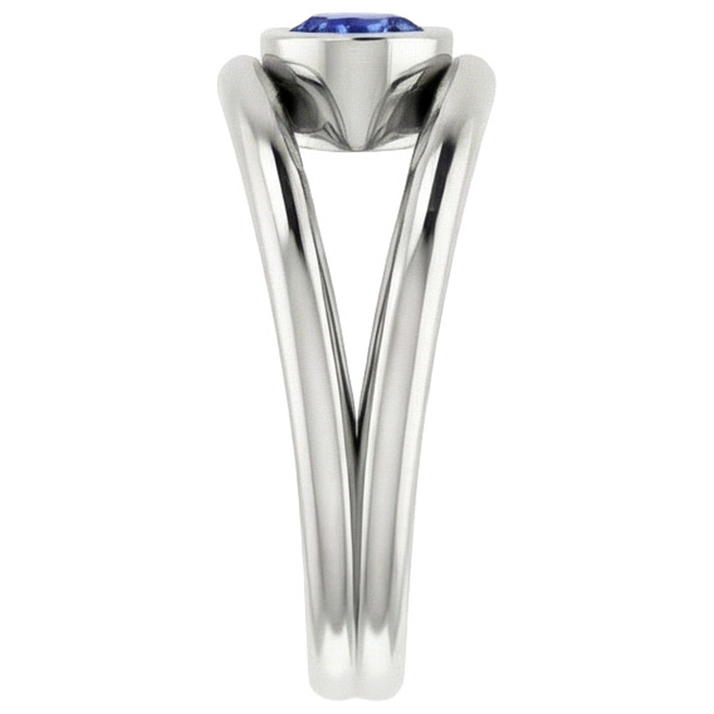 naturel oval saphir 2carats bague vue de profil