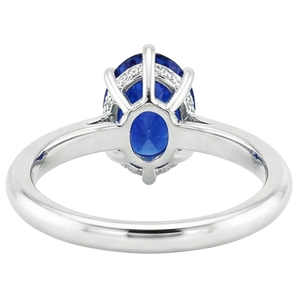 naturel oval saphir 2.50carats bague vue de dessus