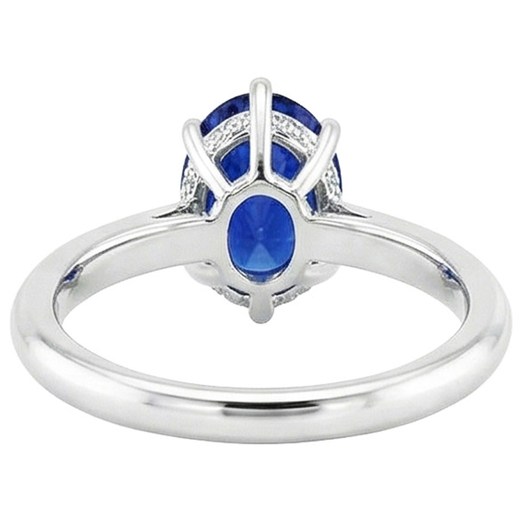 naturel oval saphir 2.50carats bague vue de dessus