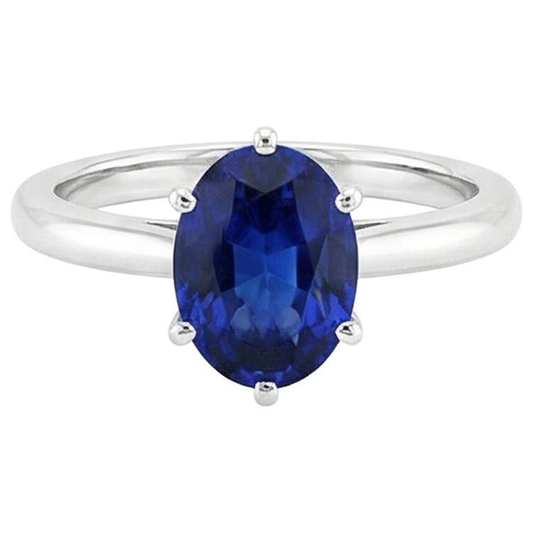 naturel oval saphir 2.50carats bague vue de profil