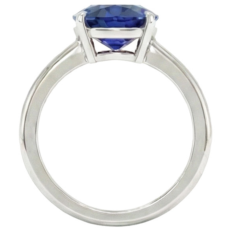 Bague Solitaire Ovale Ceylan Saphir Bleu Or Blanc 4.50 Carats