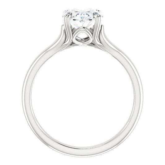 Bague Solitaire Ovale Fiançailles Réel Diamant 3.50 Carats Or Blanc