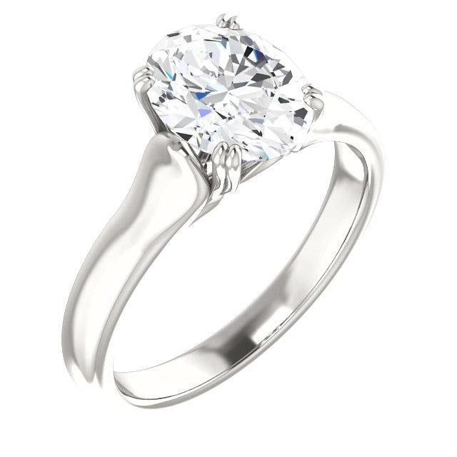 Bague Solitaire Ovale Fiançailles Réel Diamant 3.50 Carats Or Blanc