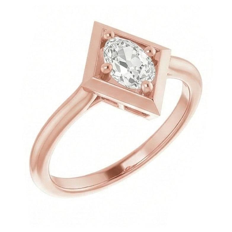 naturel oval diamant 1.55carats bague angle de côté