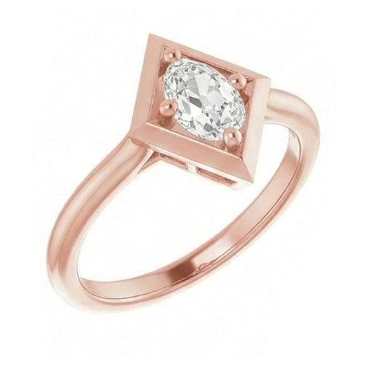 naturel oval diamant 1.55carats bague angle de côté