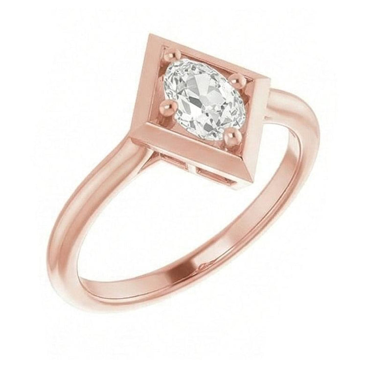 naturel oval diamant 1.55carats bague angle de côté