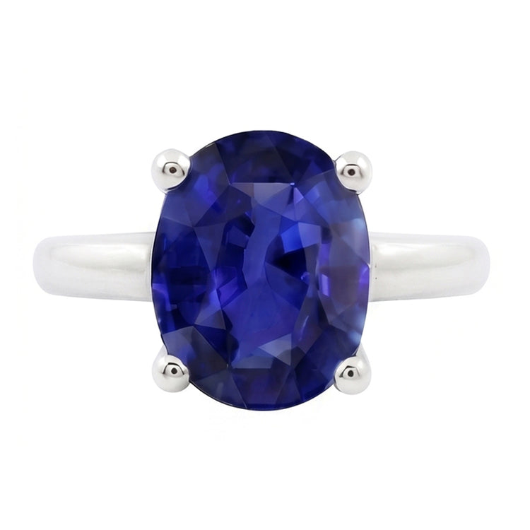 Bague Solitaire Ovale Or Blanc Saphir Ceylan 1.50 Carats