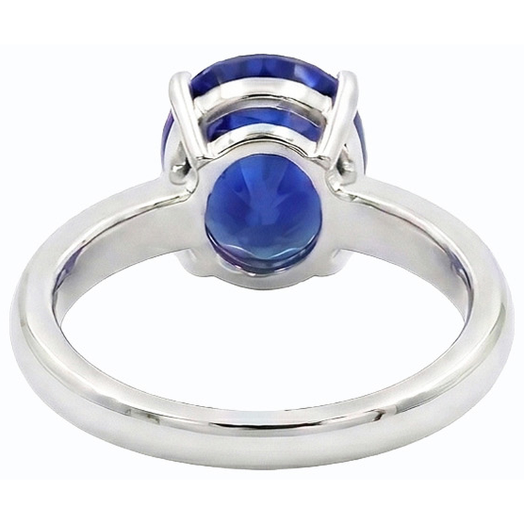Bague Solitaire Ovale Or Blanc Saphir Ceylan 1.50 Carats