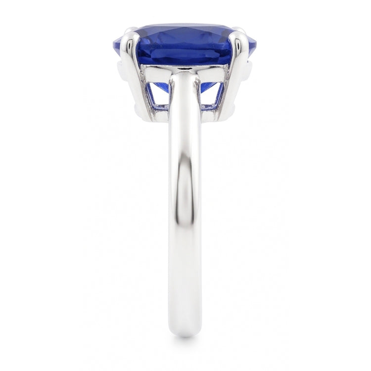 Bague Solitaire Ovale Or Blanc Saphir Ceylan 1.50 Carats