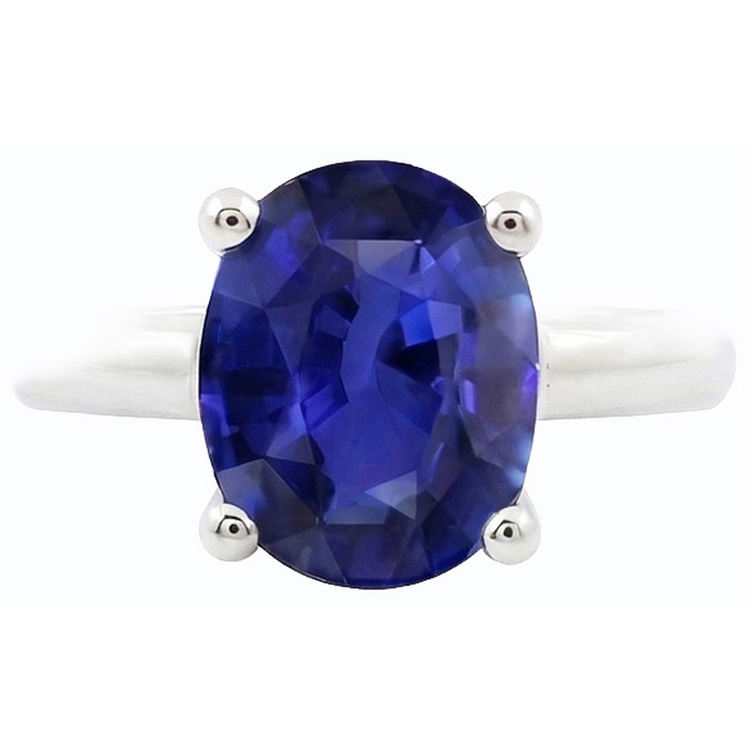 Bague Solitaire Ovale Or Blanc Saphir Ceylan 1.50 Carats