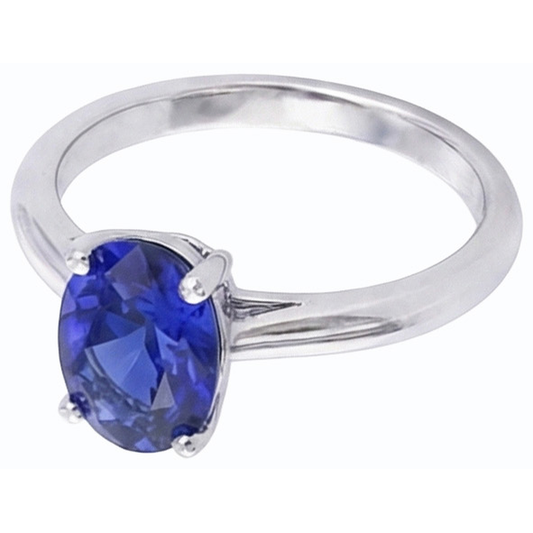 naturel oval saphir 1carats bague angle de côté