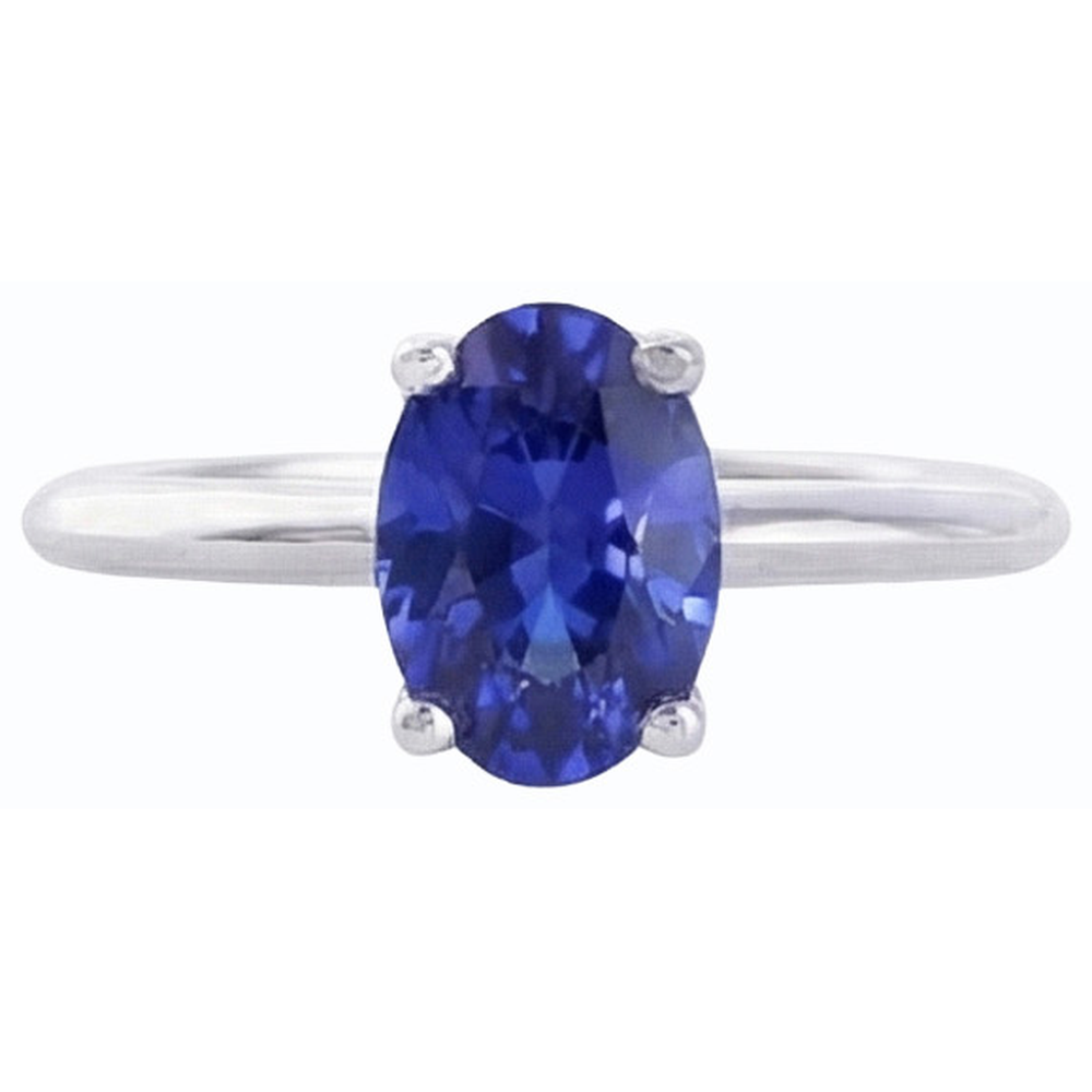 naturel oval saphir 1carats bague vue de profil