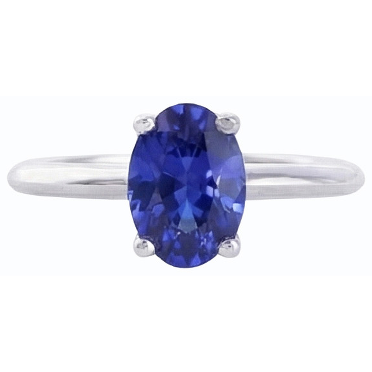 naturel oval saphir 1carats bague vue de profil