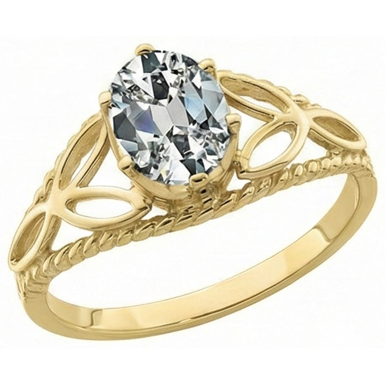 Bague Solitaire Ovale Réel Diamant Taille Ancienne Trinité Noeud Corde Style 3 Carats