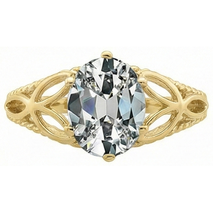 Bague Solitaire Ovale Réel Diamant Taille Ancienne Trinité Noeud Corde Style 3 Carats