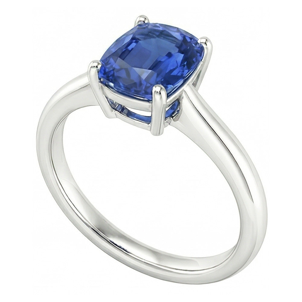 naturel oval saphir 2carats bague vue de face