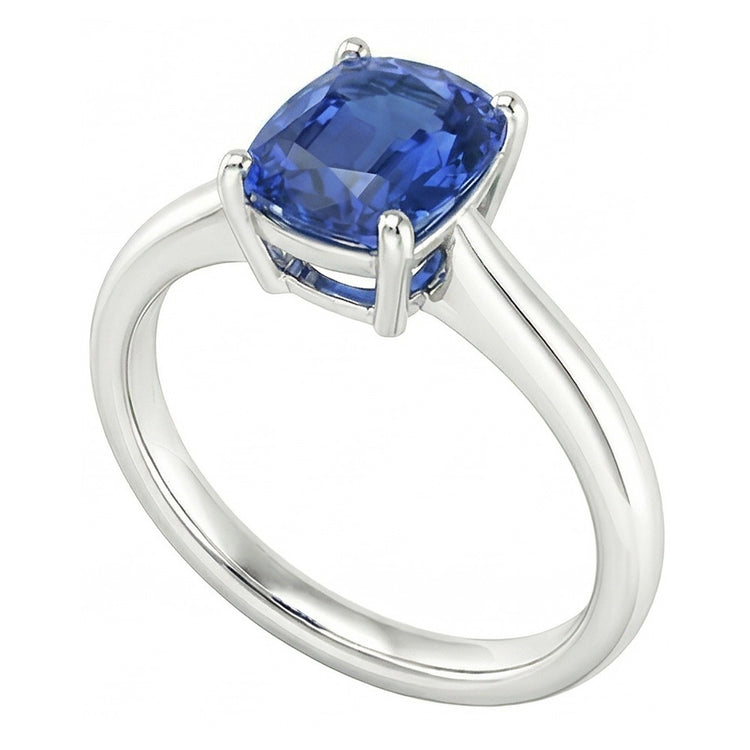 naturel oval saphir 2carats bague vue de face