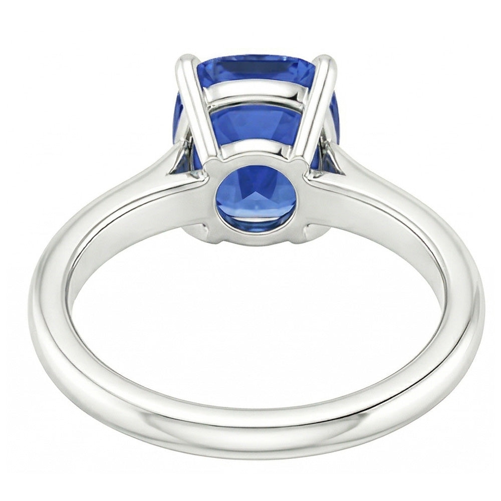 naturel oval saphir 2carats bague vue de profil
