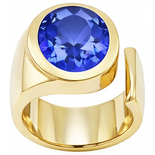 Bague Solitaire Ovale Tanzanite 2 Carats Bijoux Pierres Précieuses