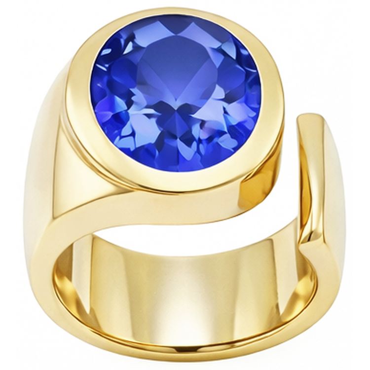 Bague Solitaire Ovale Tanzanite 2 Carats Bijoux Pierres Précieuses