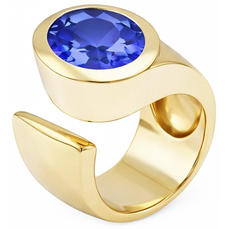 Bague Solitaire Ovale Tanzanite 2 Carats Bijoux Pierres Précieuses
