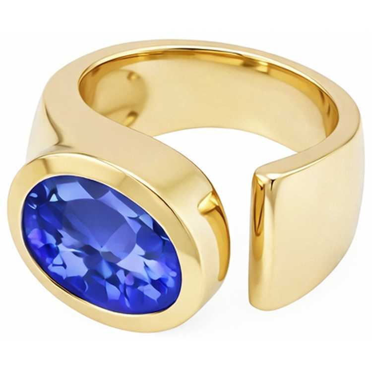 Bague Solitaire Ovale Tanzanite 2 Carats Bijoux Pierres Précieuses